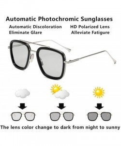 Aviator Photochromic Polarized Sunglasses Men Women Metal Sports Driving Glasses - Silver - CO18Y6IUCMA $10.70