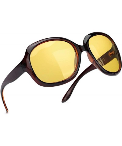 Goggle Women Oversized Night-Driving Glasses Anti-Glare Polarized Night-Vision Glasses for Driving/Fog/Rainy - CN1987MUYYG $2...