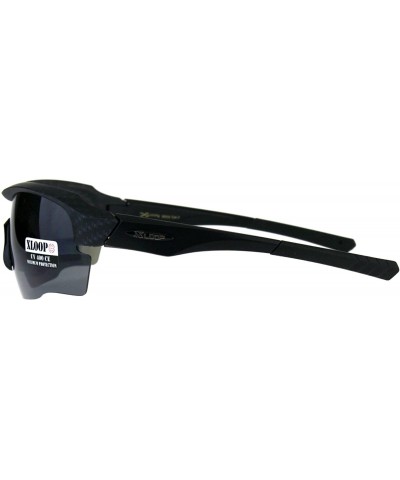 Sport Xloop Sunglasses Mens Half Rim Shield Wrap Around Frame Anti-Glare Lens - Matte Pattern Black - CP18E65NADU $11.93