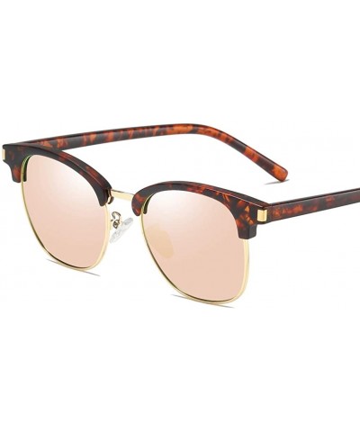 Round Retro Round Polarized Sunglasses for Men Women Driving UV400 Protection - Leopard Pink - CM18O4UA6T3 $8.57