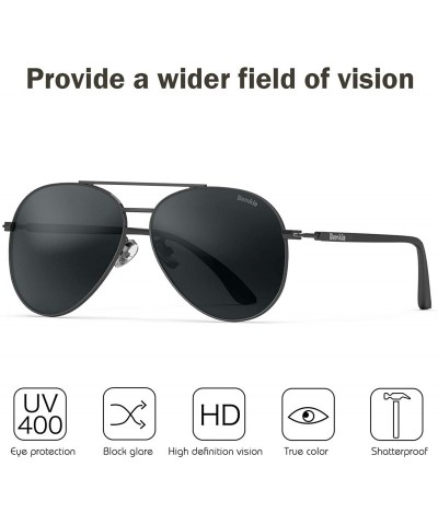 Aviator Sunglasses Men Women Aviator-Polarized 60mm Len Shades Metal Frame UV400 - Black - CG18WIMHN5T $9.51