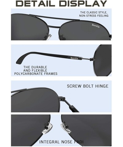 Aviator Sunglasses Men Women Aviator-Polarized 60mm Len Shades Metal Frame UV400 - Black - CG18WIMHN5T $9.51