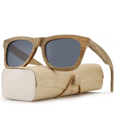 Sport Polarized Sunglasses for Men and Women - Handmade Wood Glasses/Real Wooden Sunglasses - Black - CA18U9URURX $20.33