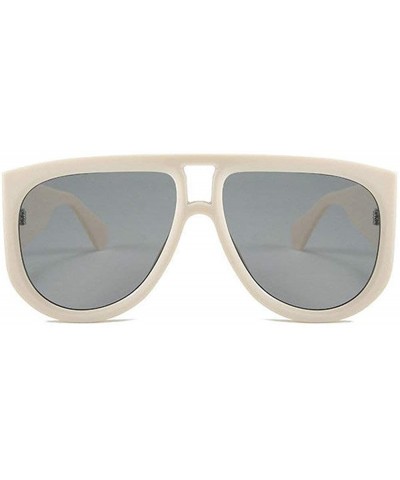 Oversized Fashion Oversized Shield Sunglasses Women Sunshade Glasses Vintage Flat Top Round Futuristic Sunglasses - Beige - C...