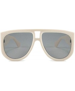 Oversized Fashion Oversized Shield Sunglasses Women Sunshade Glasses Vintage Flat Top Round Futuristic Sunglasses - Beige - C...