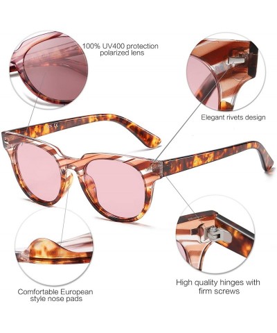 Sport Square Polarized Sunglasses for Men and Women MEMORIES SJ2075 - C5 Pink and Tortoise Frame/Pink Lens - CR18TA86O9Y $9.77