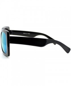 Oversized Womens Thick Plastic Rectangular Groovy Retro Mirrored Lens Sunglasses Black Yellow - C311YHV1OFZ $11.58