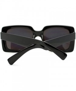 Oversized Womens Thick Plastic Rectangular Groovy Retro Mirrored Lens Sunglasses Black Yellow - C311YHV1OFZ $11.58