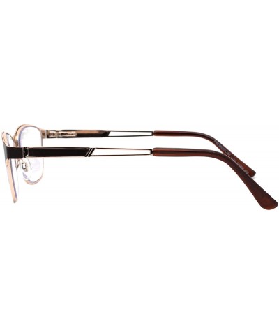 Rectangular Multi-Focus Progressive Reading Glasses 3 Powers in 1 Reader Spring Hinge Metal - Brown Gold - C619893M5A5 $19.74