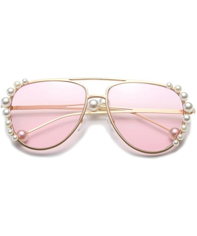 Oval European and American trendscross-border pearl models unisex sunglasses - Pink - CO18H30DRUO $22.45