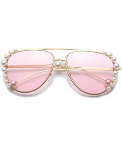 Oval European and American trendscross-border pearl models unisex sunglasses - Pink - CO18H30DRUO $22.45