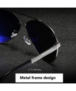 Oval Metal Frame Sunglasses Big Box Polarized Sunglasses Men Fashion - Gun Silver Box Black Ash - C218X23WZ0S $16.65