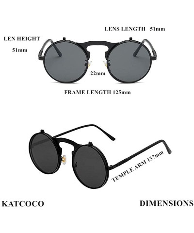 Round Vintage Round Flip Up Sunglasses for Men Women John Lennon Style Circle Sunglasses - CU192QRIHO4 $12.50