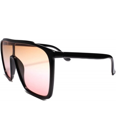 Shield Oversize Exaggerated Retro Shield Style Large Sunglasses - Brown / Pink - CI18U5TTTXO $14.37