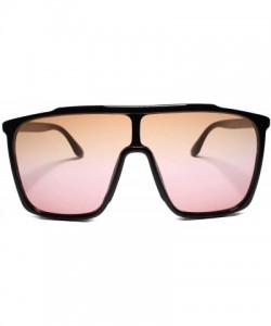 Shield Oversize Exaggerated Retro Shield Style Large Sunglasses - Brown / Pink - CI18U5TTTXO $14.37