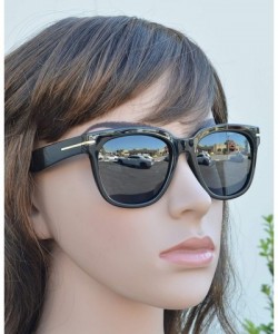 Sport Classic Polarized Square Sunglasses for Women and Men with Faux Wood Temple - Black + Smoke - CU195CYDZ8E $11.52