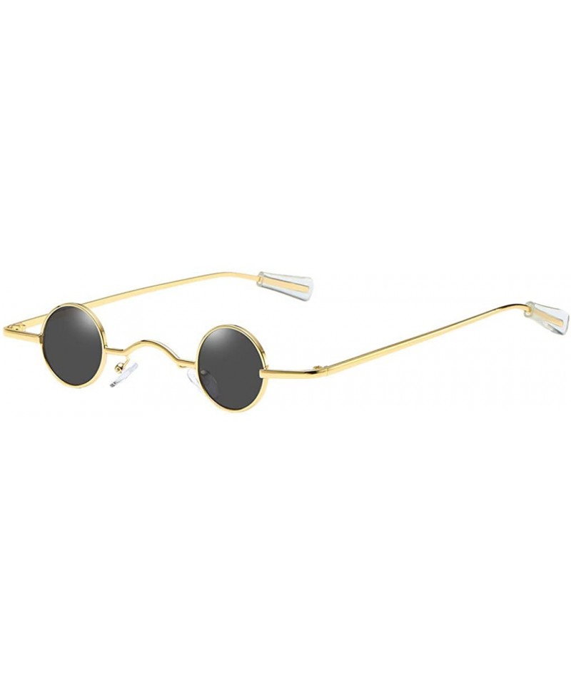Round Round Shape Hip Hop Sunglasses Retro Art Nouveau Vintage Style Small Oval Metal Frame Sunglasses - Gold - CK196MHANEQ $...