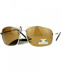 Square Mens Polarized Lens Sunglasses Spring Hinge Square Rectangular Metal Frame - Gold - C4189TKYXRK $12.16