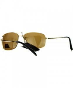 Square Mens Polarized Lens Sunglasses Spring Hinge Square Rectangular Metal Frame - Gold - C4189TKYXRK $12.16