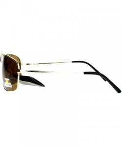 Square Mens Polarized Lens Sunglasses Spring Hinge Square Rectangular Metal Frame - Gold - C4189TKYXRK $12.16