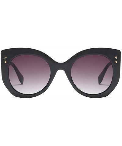 Oversized 2018 New Fashion Cat Sunglasses unisex Vintage Brand Designer Rivet Shades Sun Glasses Big Frame Eyewear - Black - ...