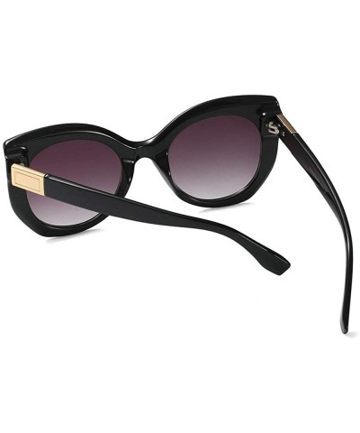 Oversized 2018 New Fashion Cat Sunglasses unisex Vintage Brand Designer Rivet Shades Sun Glasses Big Frame Eyewear - Black - ...