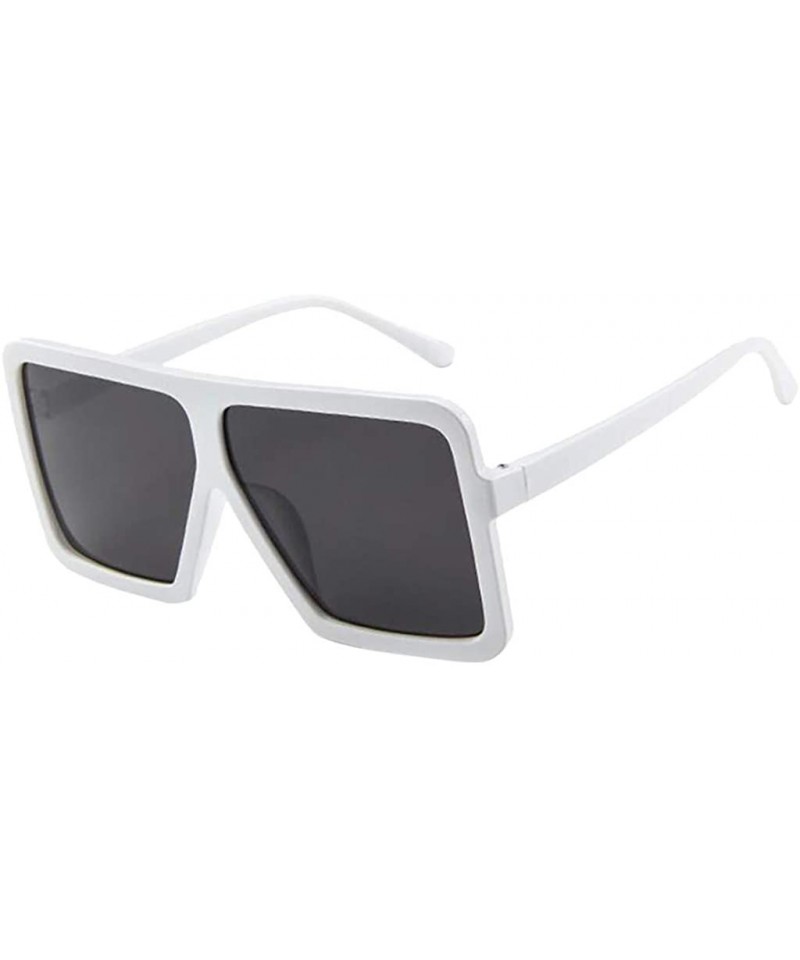 Square Vintage Sunglasses- Retro Glasses Unisex Big Frame Sunglasses Eyewear - White - CG18RIY5RAN $6.27