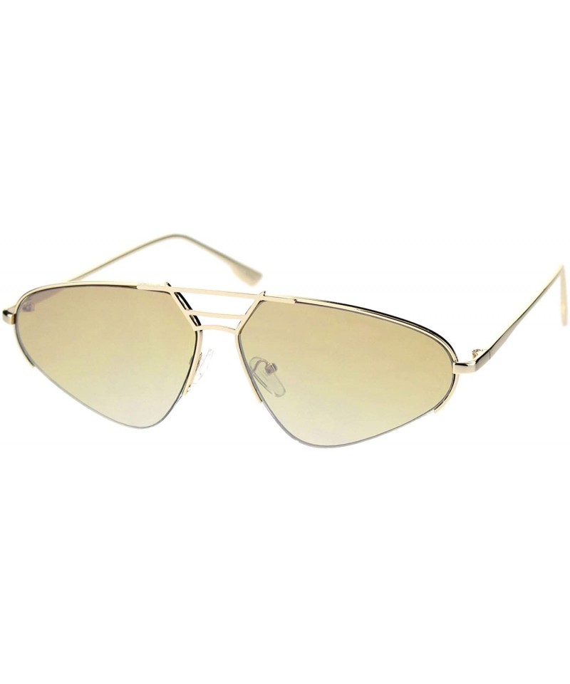 Rimless Womens Retro Fashion Sunglasses Half Rim Triangular Metal Frame UV 400 - Gold (Light Brown) - CY18UK05GGE $13.40