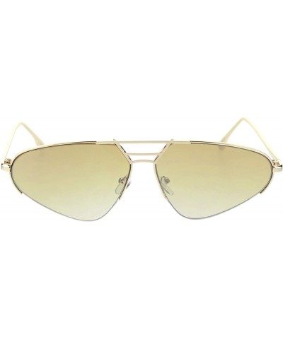 Rimless Womens Retro Fashion Sunglasses Half Rim Triangular Metal Frame UV 400 - Gold (Light Brown) - CY18UK05GGE $25.04