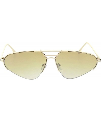 Rimless Womens Retro Fashion Sunglasses Half Rim Triangular Metal Frame UV 400 - Gold (Light Brown) - CY18UK05GGE $13.40