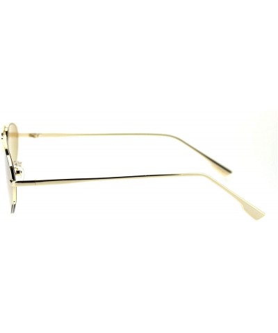 Rimless Womens Retro Fashion Sunglasses Half Rim Triangular Metal Frame UV 400 - Gold (Light Brown) - CY18UK05GGE $25.04