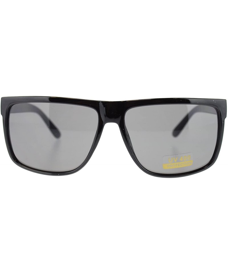 Rectangular Mens Mobster Rectangular Flat Top Hardcore Gangster Sunglasses - Black - CS11MULY4DN $8.99