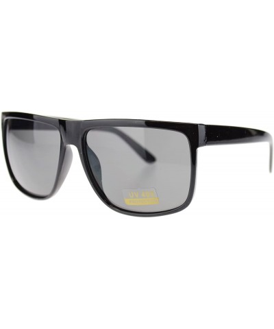 Rectangular Mens Mobster Rectangular Flat Top Hardcore Gangster Sunglasses - Black - CS11MULY4DN $8.99