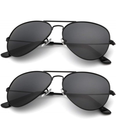 Aviator Classic Aviator Sunglasses for Men Women Driving Sun glasses Polarized Lens 100% UV Blocking - E (2 Pack) Black - C91...