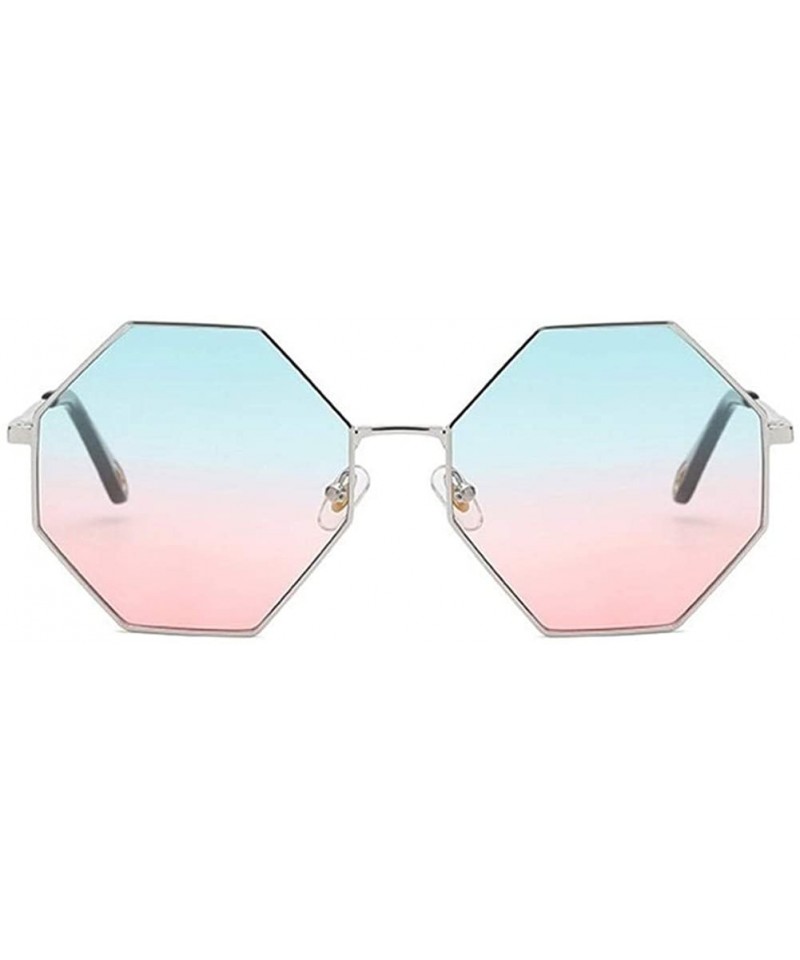 Oversized Women Oversized Polygon Sunglasses Sun Glasses Vintage Fashion Female Metal Frame Square Eyewear - CH1902TTZ0O $13.80