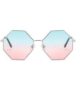 Oversized Women Oversized Polygon Sunglasses Sun Glasses Vintage Fashion Female Metal Frame Square Eyewear - CH1902TTZ0O $13.80
