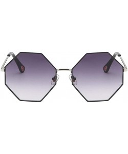 Oversized Women Oversized Polygon Sunglasses Sun Glasses Vintage Fashion Female Metal Frame Square Eyewear - CH1902TTZ0O $13.80