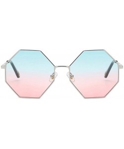 Oversized Women Oversized Polygon Sunglasses Sun Glasses Vintage Fashion Female Metal Frame Square Eyewear - CH1902TTZ0O $13.80