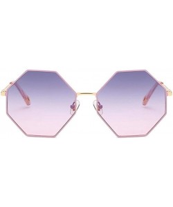 Oversized Women Oversized Polygon Sunglasses Sun Glasses Vintage Fashion Female Metal Frame Square Eyewear - CH1902TTZ0O $13.80