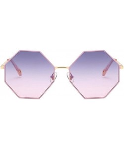 Oversized Women Oversized Polygon Sunglasses Sun Glasses Vintage Fashion Female Metal Frame Square Eyewear - CH1902TTZ0O $13.80