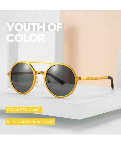 Round Men's Classic Sunglasses Aluminum Magnesium Sunglasses Retro Round Polarized Sunglasses - Gold C3 - C21904UNN30 $16.19