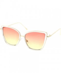 Cat Eye Women's Oversize Slim Arms Colored Gradient Lens Cat Eye Sunglasses 56mm - Clear Gld / Orange Yellow - CE1822T3D85 $1...