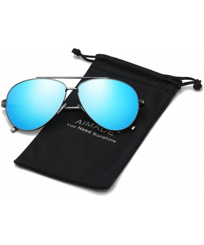 Oversized Premium Military Polarized Sunglasses Protection - Gray Frame/Blue Lens - C618KCYI2A9 $25.00