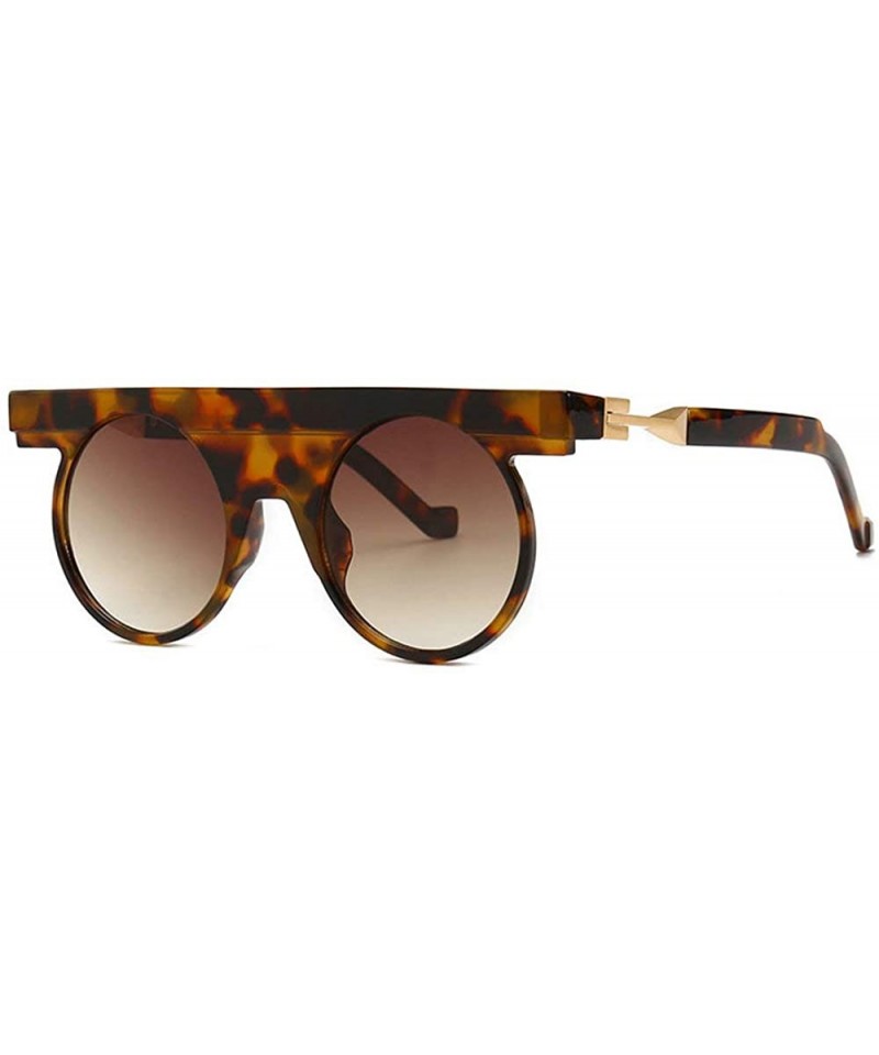 Oversized Leopard Sexy Geometric Sunglasses Brand Designer Women Punk Round Sunglasses Flat Top Shades - CM18MDG6675 $15.04