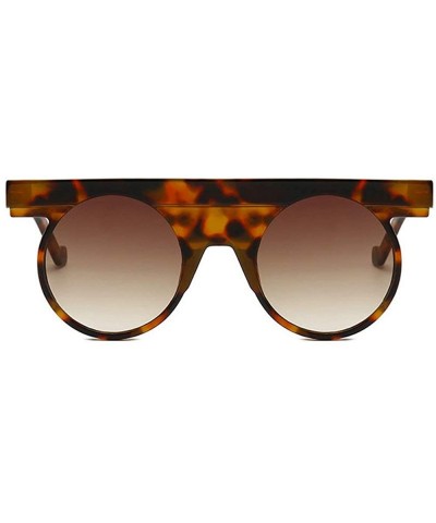 Oversized Leopard Sexy Geometric Sunglasses Brand Designer Women Punk Round Sunglasses Flat Top Shades - CM18MDG6675 $15.04