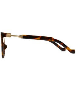 Oversized Leopard Sexy Geometric Sunglasses Brand Designer Women Punk Round Sunglasses Flat Top Shades - CM18MDG6675 $23.51