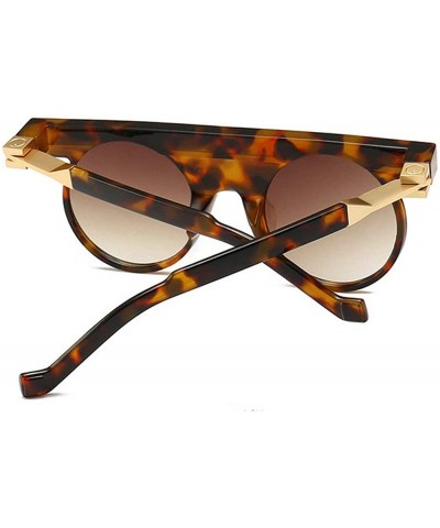 Oversized Leopard Sexy Geometric Sunglasses Brand Designer Women Punk Round Sunglasses Flat Top Shades - CM18MDG6675 $15.04