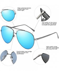Oversized Premium Military Polarized Sunglasses Protection - Gray Frame/Blue Lens - C618KCYI2A9 $25.00