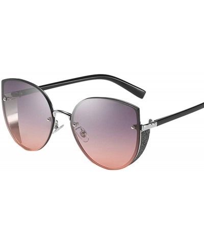 Cat Eye Womens Fashion Cat Eye Mirrored Reflective Lenses Oversized Cateyes Sunglasses (Style D) - CX196INYZCY $10.91