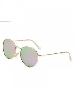 Oversized Lennon Vintage Metal Frame Round Circle Sunglasses Mirrored Polarized Lens - Gold/Purple - CK12IELCOAL $21.56